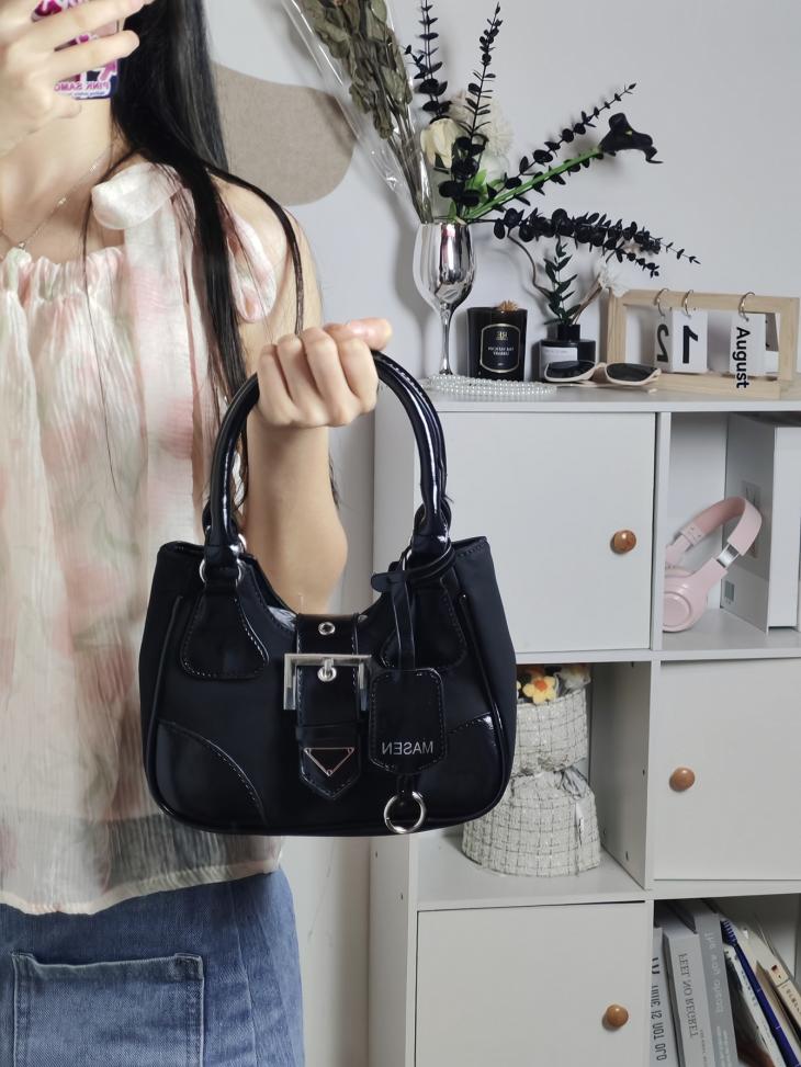 Bags |  Womens Black Leather-Look Buckle Crossbody Mini Bag Accessories Bags