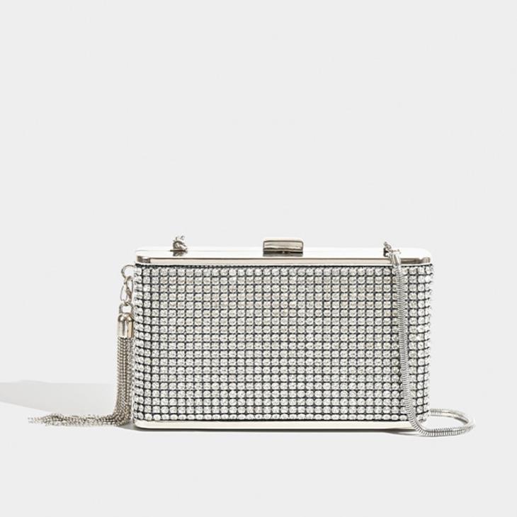 Bags |  Womens Silver Woven Box Clutch Bag Accessories Bags