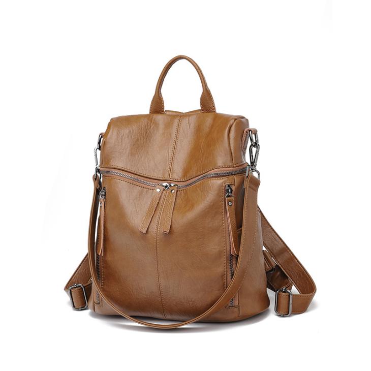 Bags |  Womens Tan Leather-Look Flap Backpack Accessories Bags