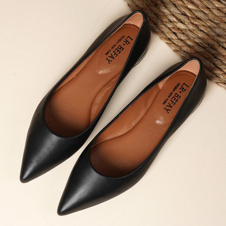 Ballet Pumps |  Womens Black Leather-Look Pointy Ballet Pumps Ballet Pumps Ballet Pumps