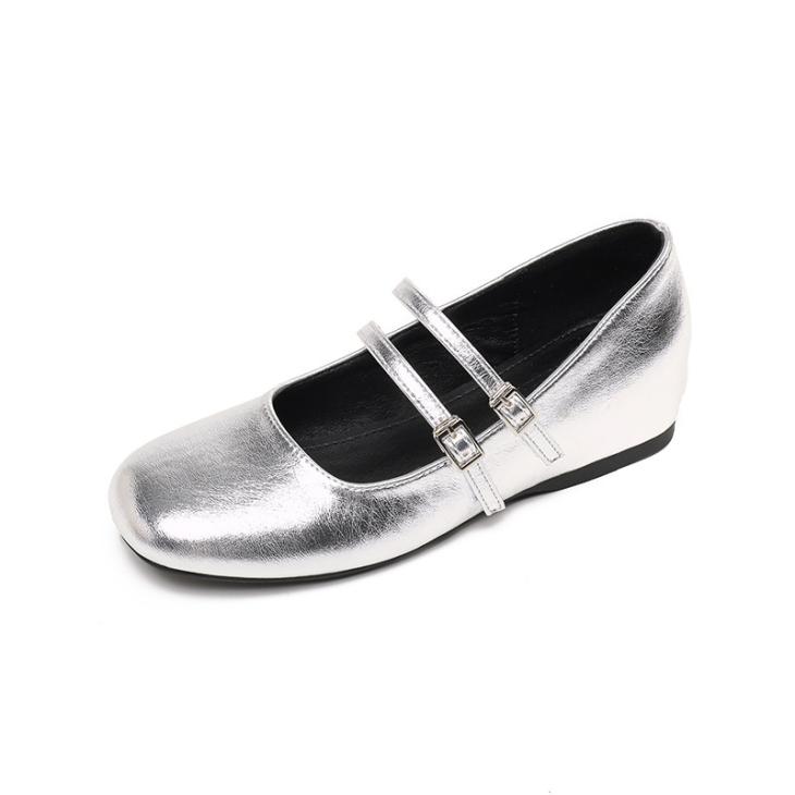 Ballet Pumps |  Womens Silver Double Strap Mary Jane Ballet Pumps Ballet Pumps Ballet Pumps