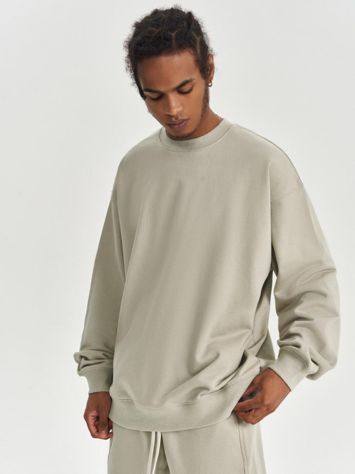 Basics |  Mens Pale Grey Oversized Crew Neck Sweatshirt Basics Basics