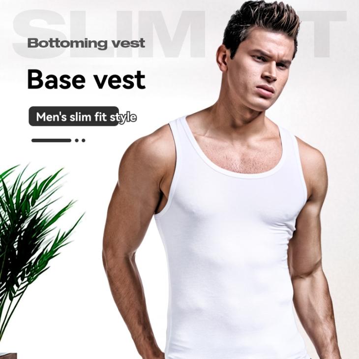 Basics |  Mens White Ribbed Jersey Muscle Fit Vest Basics Basics