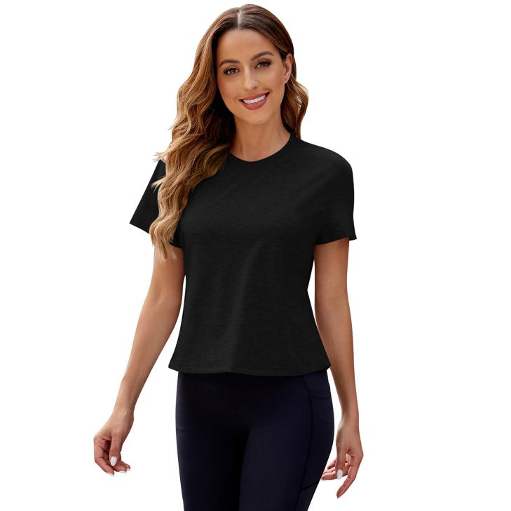 Basics |  Womens Black Crew Neck Slim Fit T-Shirt Basics Basics