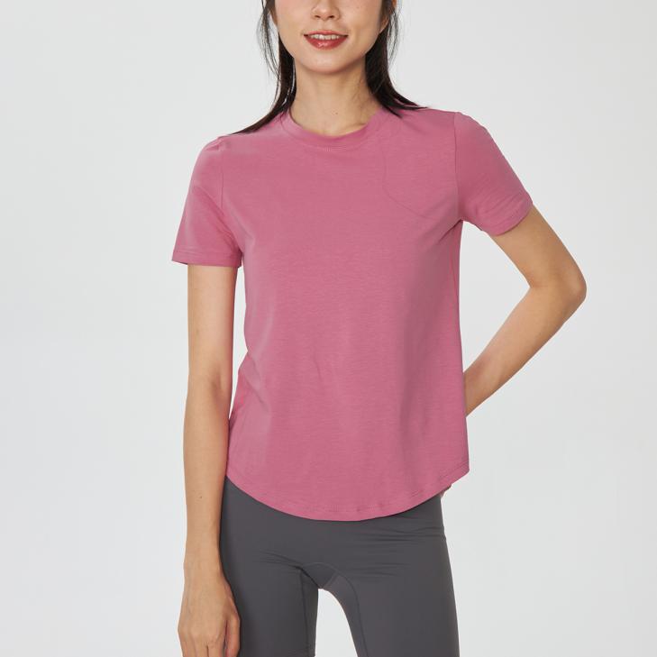 Basics |  Womens Bright Pink Cotton Crew-Neck T-Shirt Basics Basics