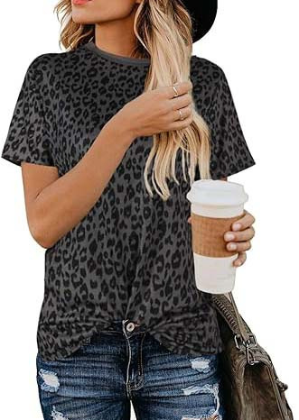 Basics |  Womens Brown Cotton Leopard Print T-Shirt Basics Basics