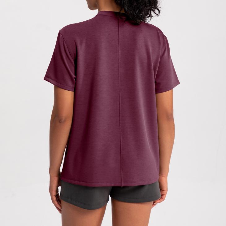 Basics |  Womens Burgundy Cotton Crew Neck T-Shirt Basics Basics