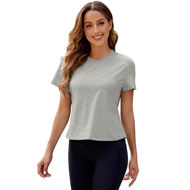 Basics |  Womens Dark Grey Crew Neck Slim Fit T-Shirt Basics Basics