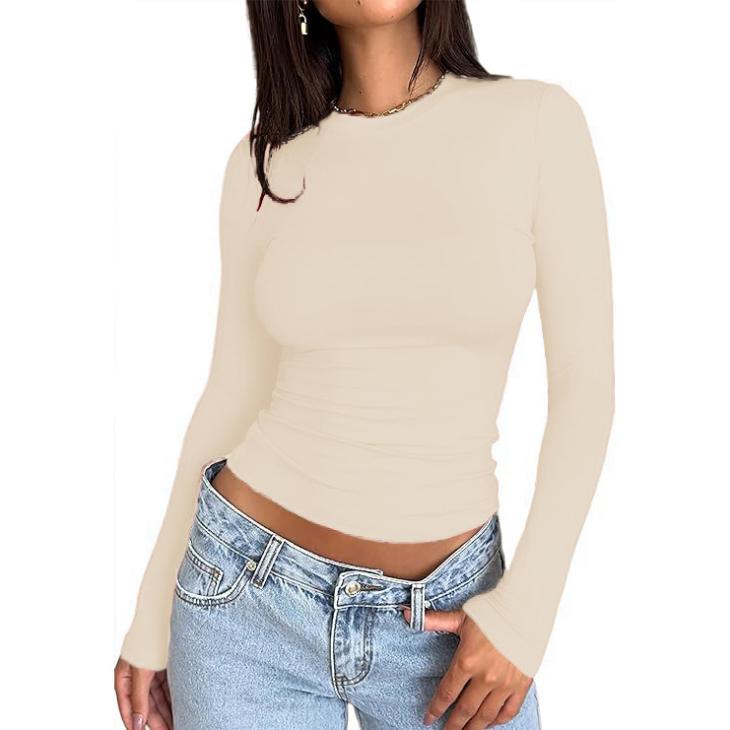 Basics |  Womens Mink Ribbed High Neck Long Sleeved Top Basics Basics