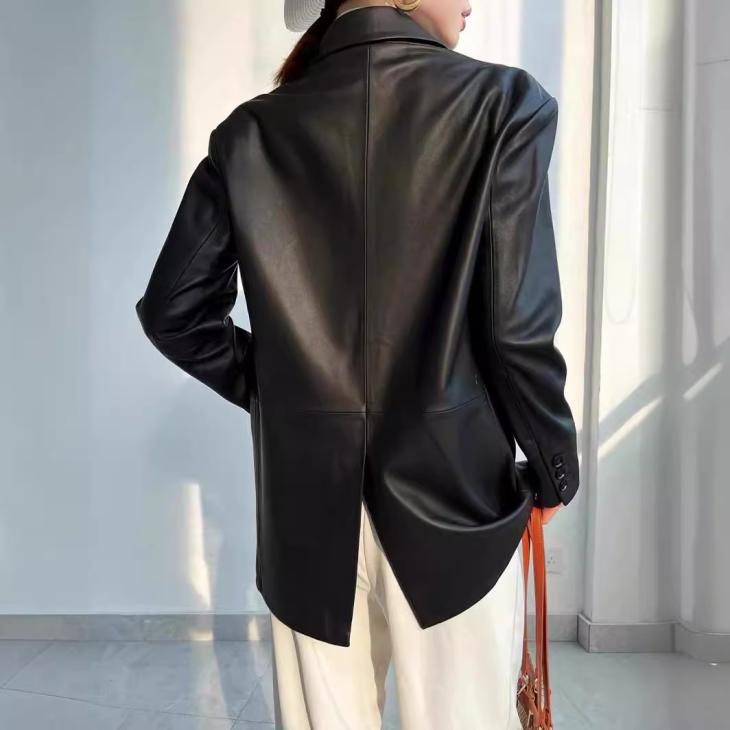 Blazers |  Womens Black Leather-Look Blazer Blazers Blazers