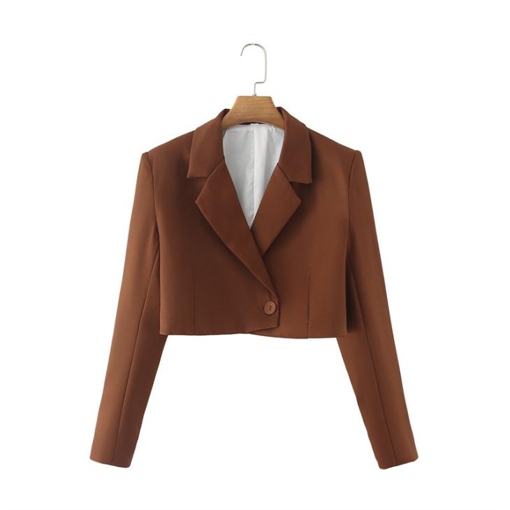 Blazers |  Womens Dark Brown Cropped Blazer Blazers Blazers