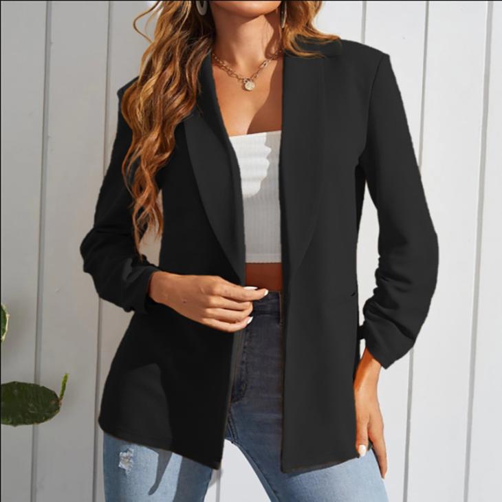 Blazers |  Womens Stone Ruched Sleeve Blazer Blazers Blazers