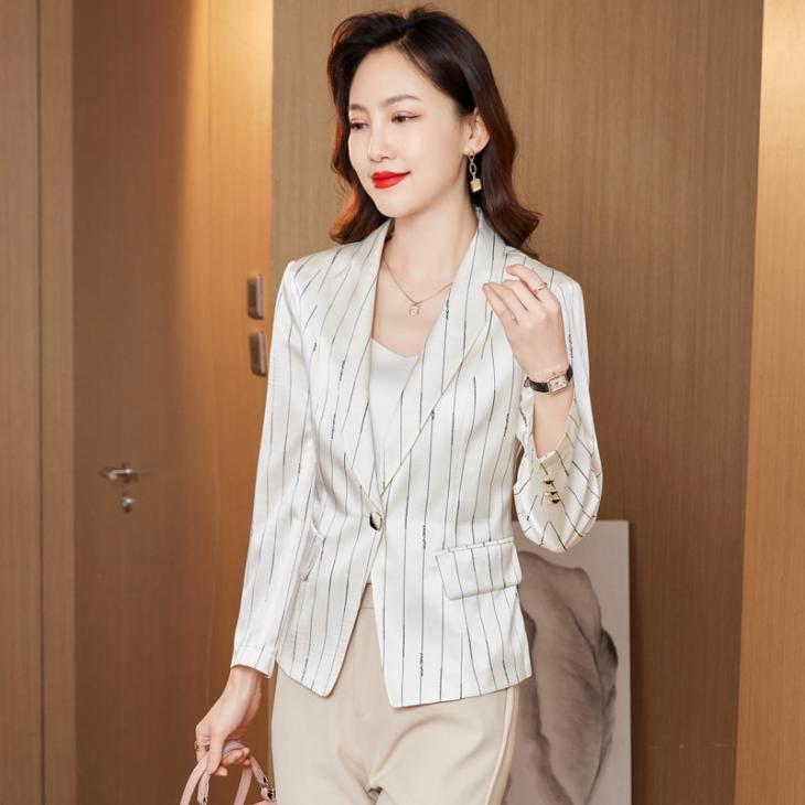 Blazers |  Womens Tall Off White Pinstripe Blazer Blazers Blazers