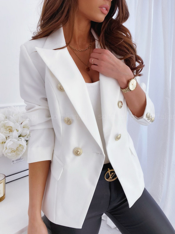 Blazers |  Womens White Scuba Crepe Utility Blazer Clothing Blazers