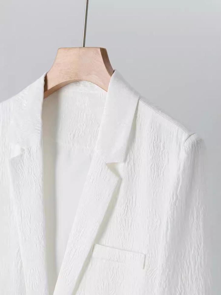 Blazers |  Womens White Textured Jersey Blazer Blazers Blazers