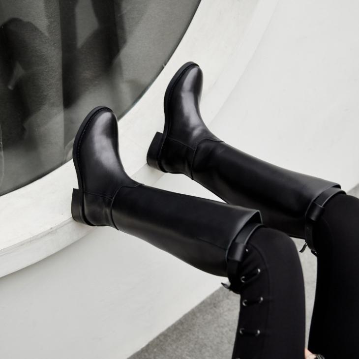 Boots |  Womens Black Leather-Look High Leg Boots Boots Boots