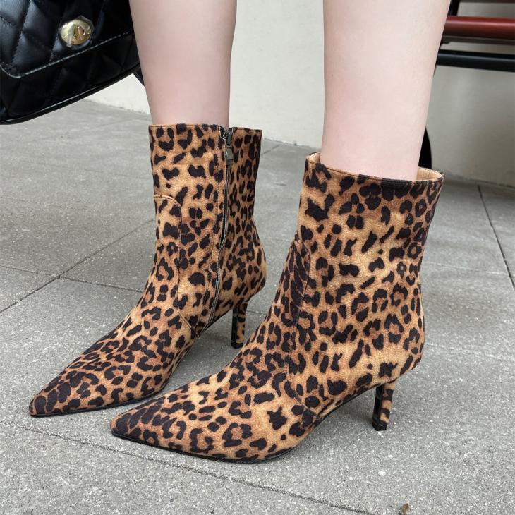 Boots |  Womens Stone Animal Print Heel Ankle Boots Boots Boots