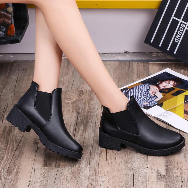 Boots |  Womens Wide Fit Black Buckled Chunky Ankle Boots Boots Boots