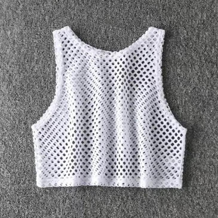 Co-Ords |  Womens Cream Crochet Sleeveless Crop Top Clothing Co-Ords