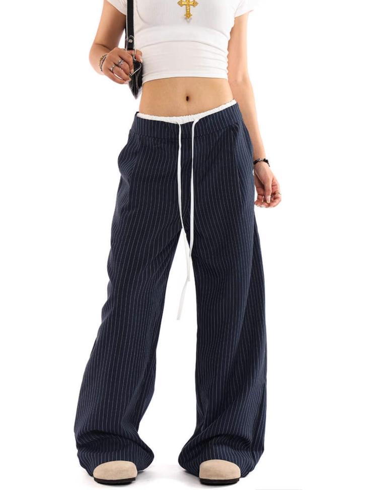 Co-Ords |  Womens Pink Vanilla Grey Stripe Boxer Waist Trousers Clothing Co-Ords