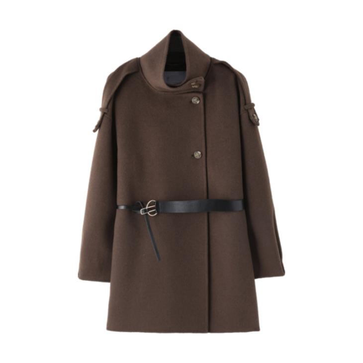 Coats & Jackets |  Womens Beige Woven Collared Pea Coat Clothing Coats & Jackets