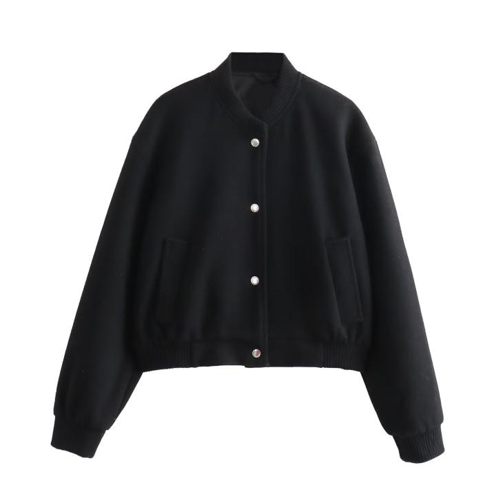 Coats & Jackets |  Womens Black Brushed Crop Bomber Jacket Clothing Coats & Jackets