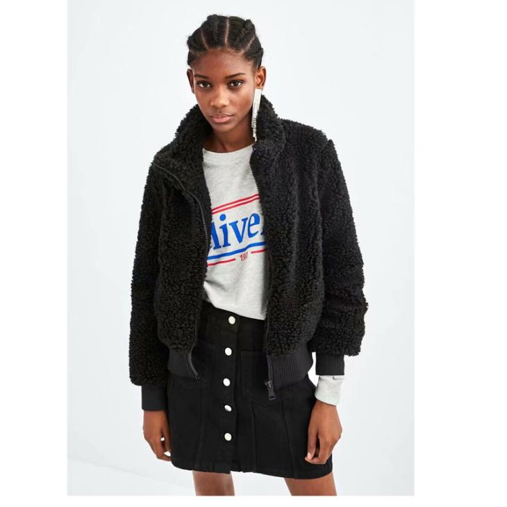 Coats & Jackets |  Womens Black Hoody Cropped Teddy Jacket Clothing Coats & Jackets