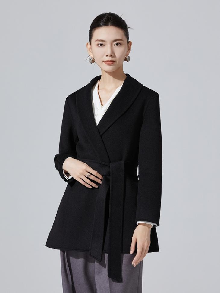 Coats & Jackets |  Womens Black Short Belted Coat Clothing Coats & Jackets