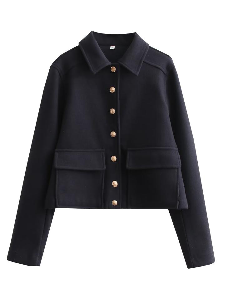 Coats & Jackets |  Womens Navy Textured Crop Shacket Clothing Coats & Jackets