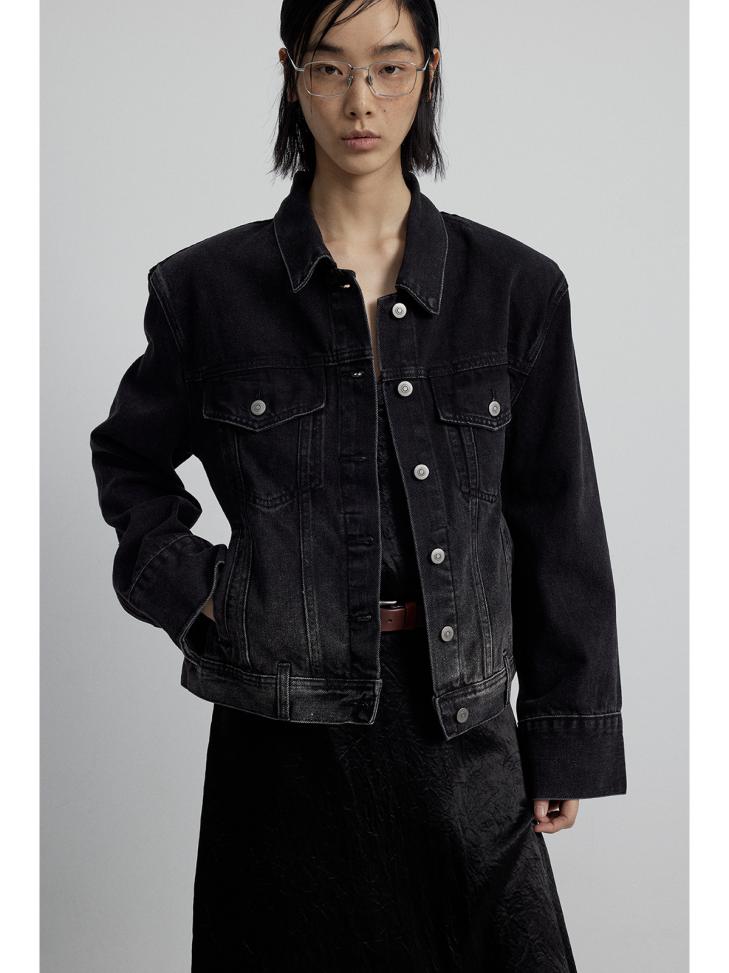 Denim |  Womens Black Oversized Denim Jacket Clothing Denim