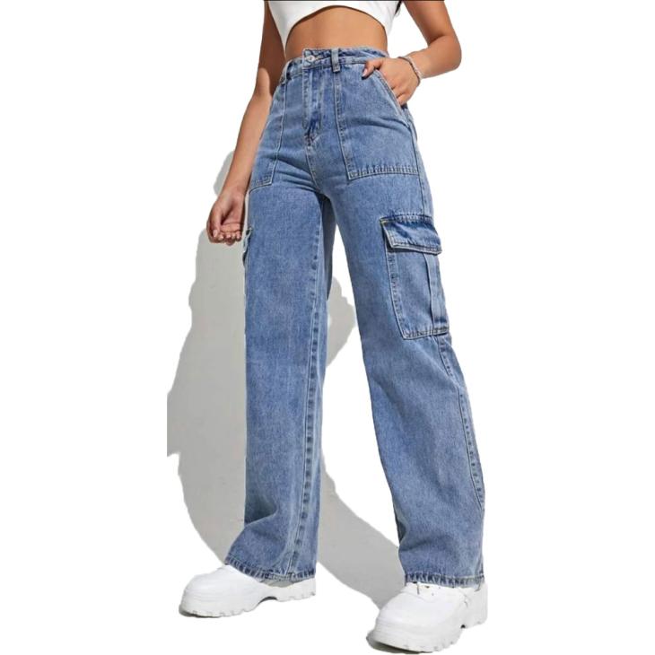 Denim |  Womens Blue Cargo Utility Jeans Clothing Denim