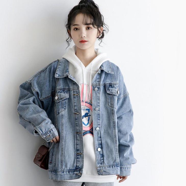 Denim |  Womens Blue Oversized Denim Jacket Clothing Denim