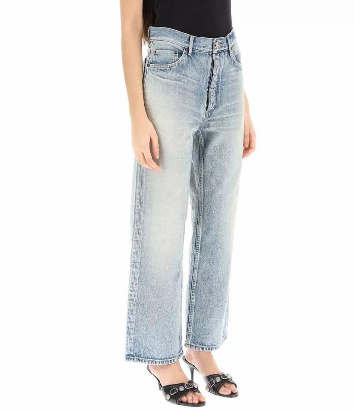 Denim |  Womens Pale Blue Cropped Wide Leg Jeans Clothing Denim