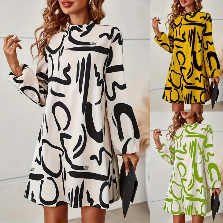 Dresses |  Womens Black Abstract Print Crinkle Smock Dress Clothing Dresses