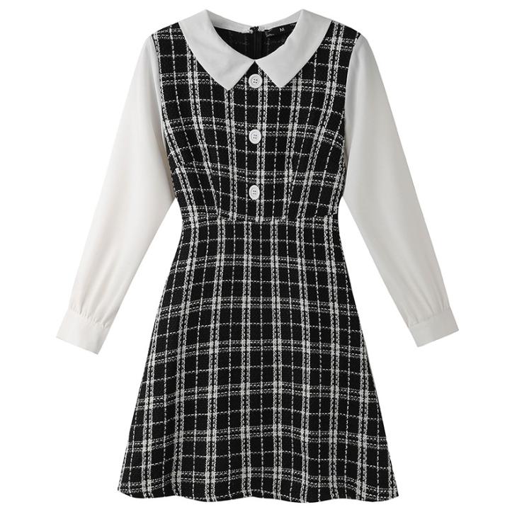 Dresses |  Womens Black Checked Bouclé 2 In 1 Mini Dress Clothing Dresses