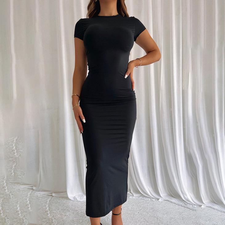 Dresses |  Womens Black Jersey Midi Dress Clothing Dresses