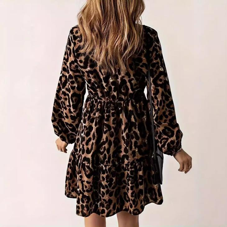 Dresses |  Womens Brown Leopard Print Long Sleeve Smock Dress Clothing Dresses