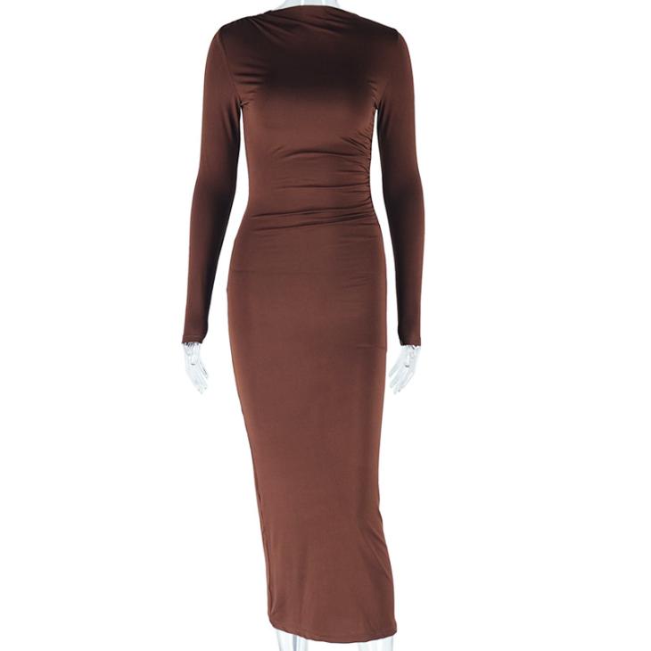 Dresses |  Womens Brown Ruched Jersey Bodycon Midi Dress Clothing Dresses