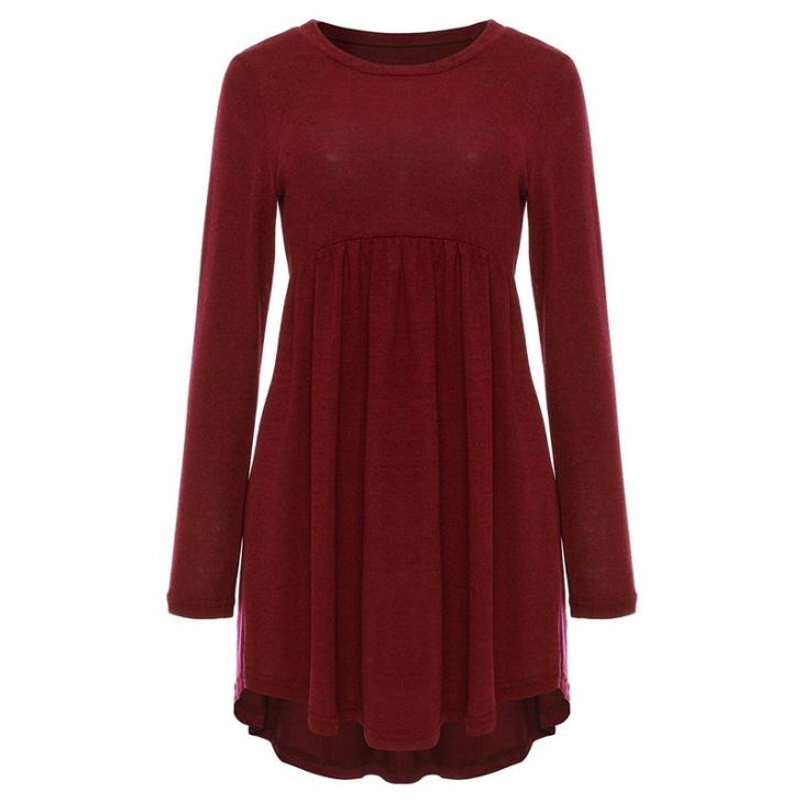 Dresses |  Womens Burgundy Long Sleeve Smock Mini Dress Clothing Dresses