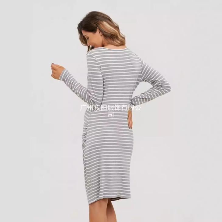 Dresses |  Womens Grey Gathered Long Sleeve Stripe Jersey Mini Dress Clothing Dresses