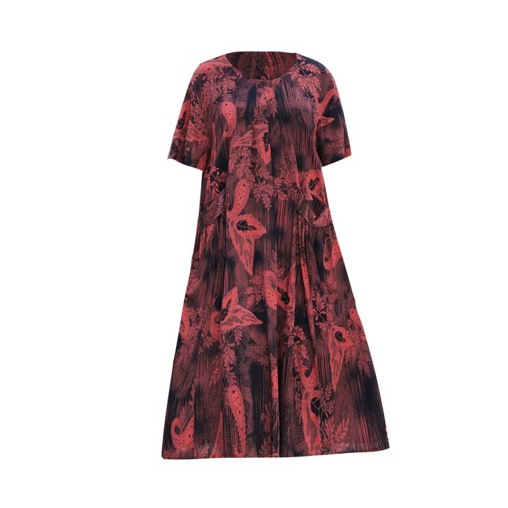 Dresses |  Womens Red Printed Mesh Midi Dress Clothing Dresses