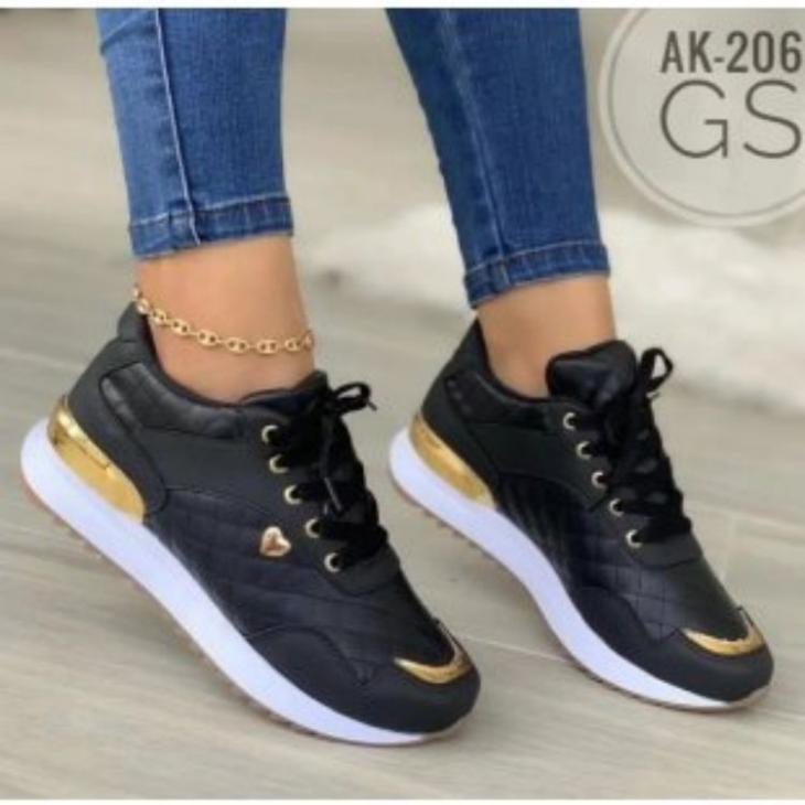 Flats |  Womens Black Logo Sports Wedge Trainers Flats Flats