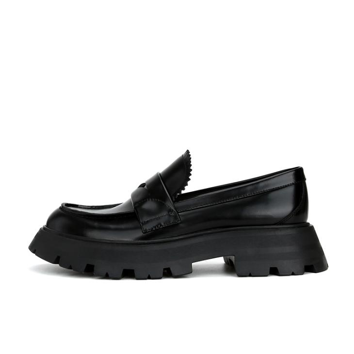 Flats |  Womens Black Penny Strap Chunky Loafers Flats Flats