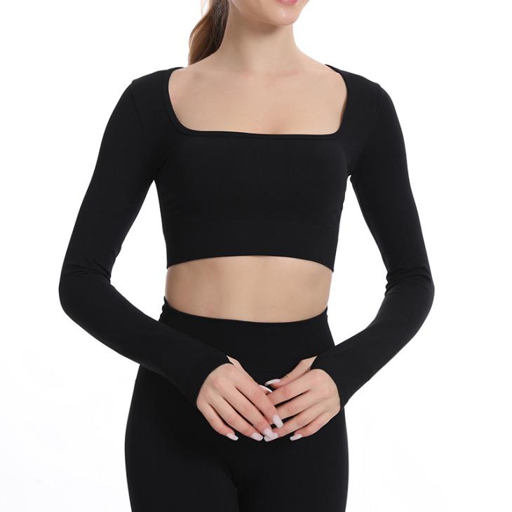 Going Out |  Womens Brown Scoop Long Sleeve Crop Top Clothing Going Out