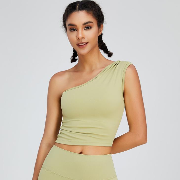 Going Out |  Womens Green One Shoulder Crop Top Clothing Going Out