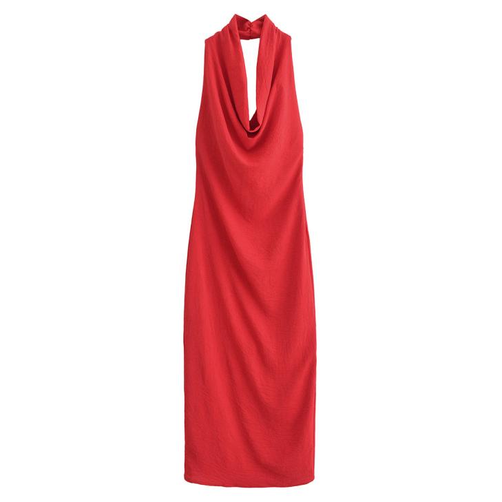 Going Out |  Womens Red Satin Cowl-Neck Mini Dress Clothing Going Out