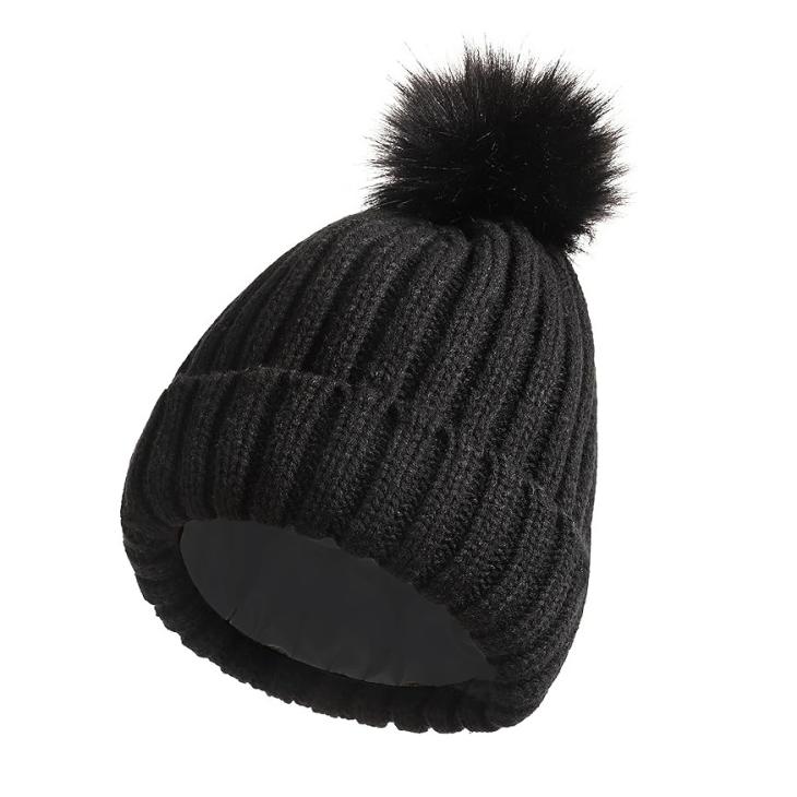 Hats |  Womens Black Knit Faux Fur Pom Pom Bobble Hat Accessories Hats