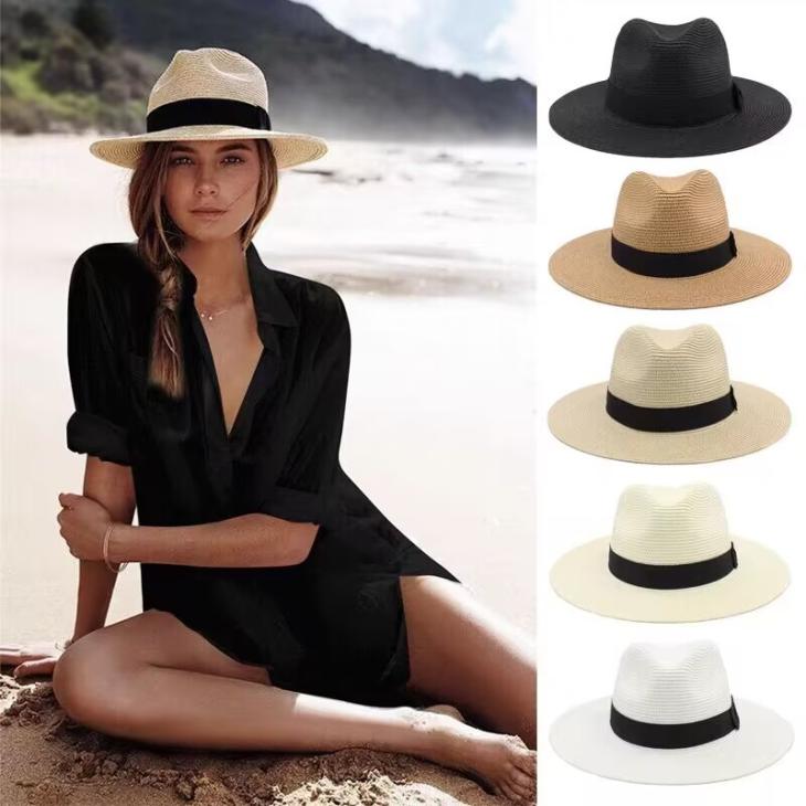 Hats |  Womens Black Straw Effect Fedora Hat Accessories Hats