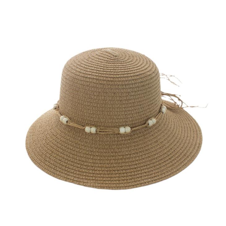 Hats |  Womens Stone Straw Effect Shell Trim Packable Fedora Hat Accessories Hats