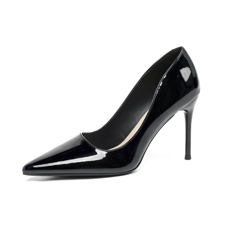 Heels |  Womens Black Patent Metal Stiletto Heel Court Shoes Heels Heels